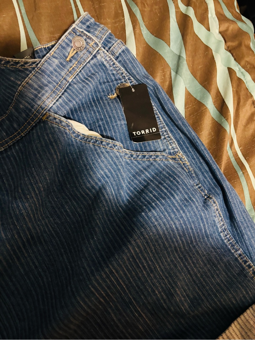 torrid Blue Corduroy Short Overalls - Picture 3 of 9